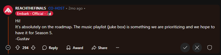 A look at the Reddit post regarding the Jukebox